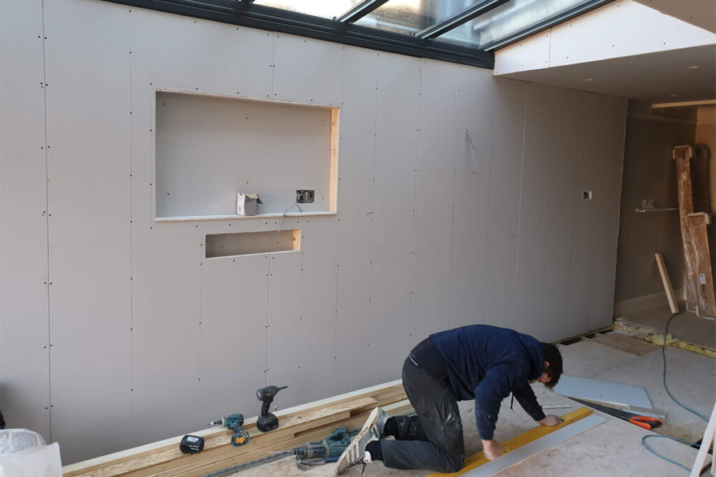 Inside walls and glass roof